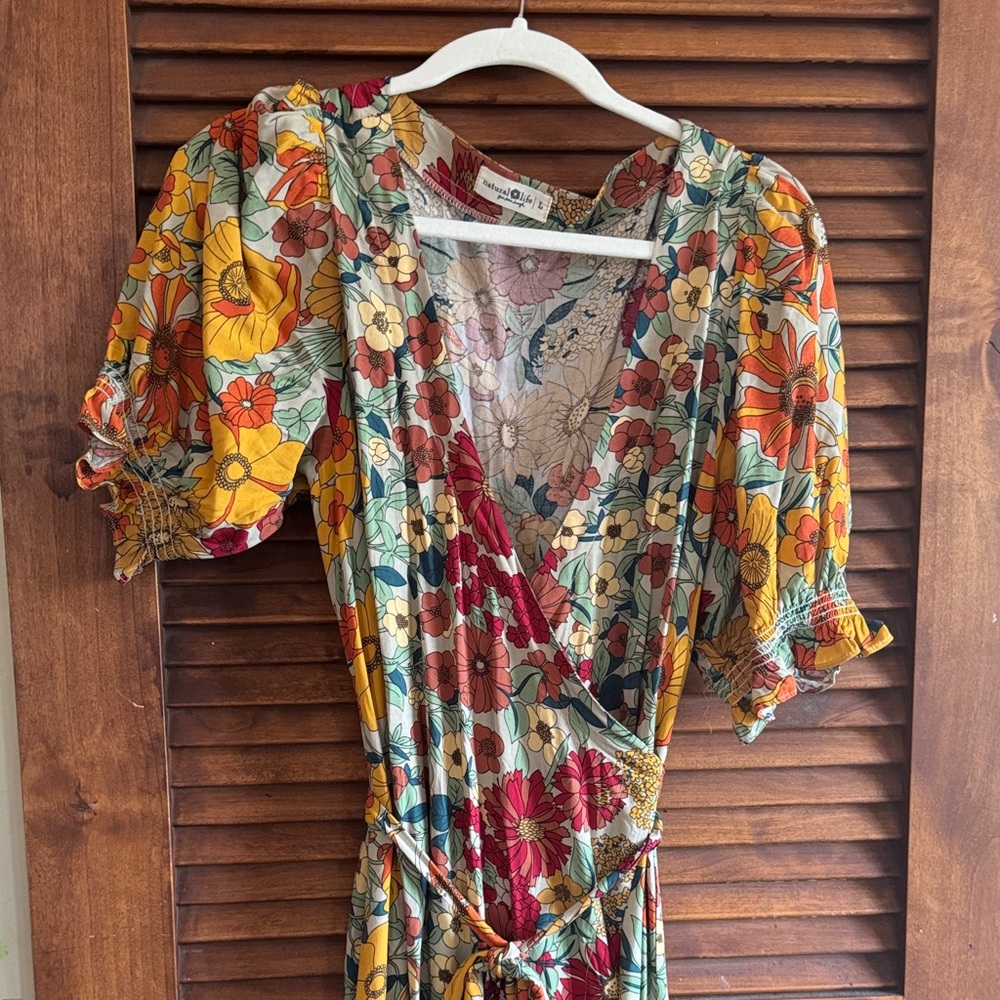 Natural Life Multicolor Floral Maxi Wrap Dress